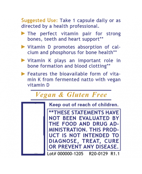 Premier Vitamin D3+K2 - - Nutritional Supplement - - Bone and Joint Support - Teeth Support - Top Sellers - - - Marketplace Earth Vitamins, L.L.C.