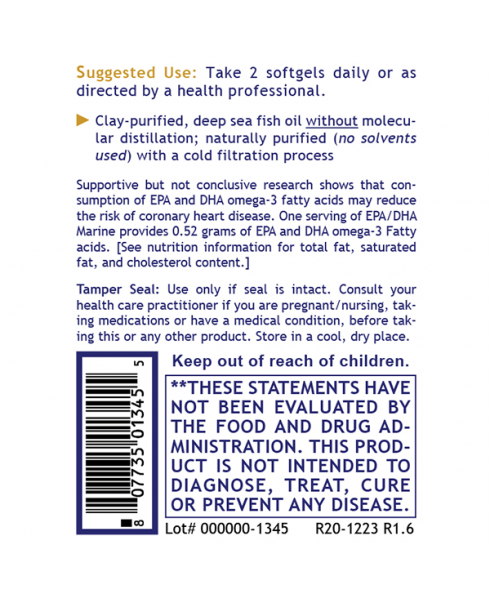 EPA/DHA Marine Softgels - - Nutritional Supplement - - Bone and Joint Support - Fatty Acid Support - Omega 3 Support - - - Marketplace Earth Vitamins, L.L.C.