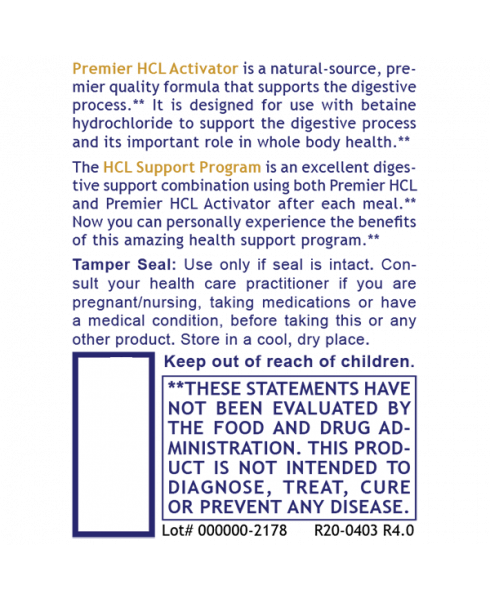 HCL Activator, Premier - - Nutritional Supplement - - Digestive Health - Potassium Support - Stomach Support - Top Sellers - - - Marketplace Earth Vitamins, L.L.C.