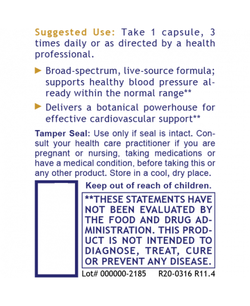 B.P. Complex™, Premier - - Nutritional Supplement - - Blood Pressure Support - Cardiovascular and Circulatory Support - - - Marketplace Earth Vitamins, L.L.C.