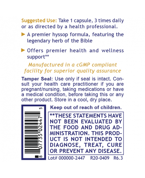 Hyssinol™ - - Nutritional Supplement - - Inmune Health - Super Health and Vitality - - - Marketplace Earth Vitamins, L.L.C.