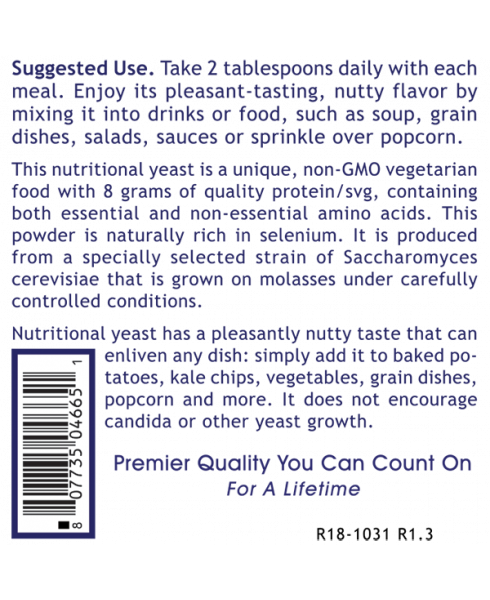 Nutritional Yeast Powder, Premier - - Nutritional Supplement - - Amino Acid Support - Mineral Support - Protein Support - - - Marketplace Earth Vitamins, L.L.C.