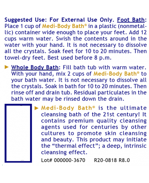 Medi-Body Bath® - - Nutritional Supplement - - Cleansing Support (external) - - - Marketplace Earth Vitamins, L.L.C.