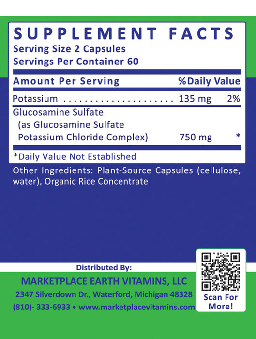 Rheumasport Glucosamine Sulfate - -Glucosamine Sulfate (as Glucosamine Sulfate Potassium Chloride Complex) 750 mg Potassium 135 mg - Marketplace Earth Vitamins, L.L.C.