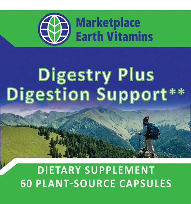 Digetry Plus Digestion Support - Fully active vegetarian enzymes Full-spectrum enzyme formula for digestive support and cleansing* Complete, high potency formula* Made with 100% vegetable capsules with no added magnesium stearate - Marketplace Earth Vitamins, L.L.C.